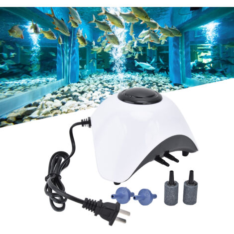 [Aquariumpumpe] - Leise 10W 35,9oz Sauerstoffpumpe für Aquarien bis 1,5 m - 19x11,5cm Weiß mit Schlauch und 2 Ausströmersteinen (1/5)