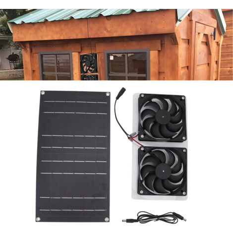 Solar-Ventilator-Set mit zwei 100-W-Ventilatoren, IP67 wasserdicht, geringer Energieverbrauch, vielseitig einsetzbar für Haus und Haustiere