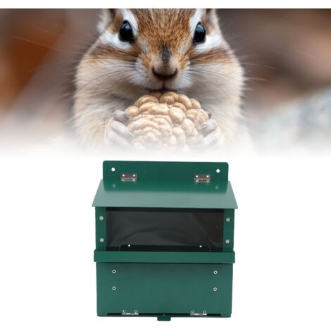 [Eichhörnchenfutterhaus] + [Eichhörnchenfutterhaus-Modell] + [Picknicktisch mit transparenter Acrylplatte] Vormontiertes, robustes Metall-Gartenfutterhaus inklusive 2 Schrauben und 2 Dübeln