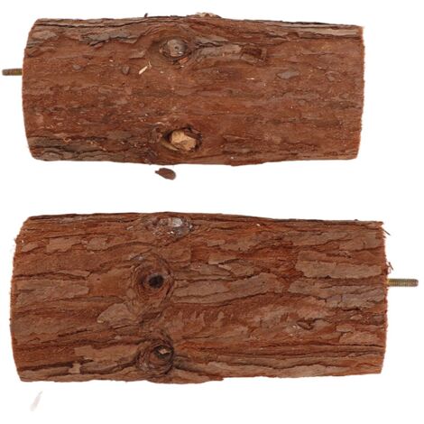 Sitzstange aus Holz für Vogelkäfige [Hängeplattform] - Sitzstange aus naturbelassenem, unbehandeltem Holz für Wellensittiche und andere Vögel - 2er-Set (15 cm, Ø 6-7 cm) (1/5)