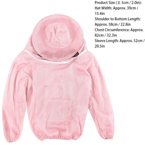 Professionelle Schutzkleidung für Imker – Imkerjacke – Atmungsaktives Netzgewebe – Mehrfarbig (Rosa) – Einheitsgröße – Ausgestattet mit HD-Schleier und Tasche – 1 Stück