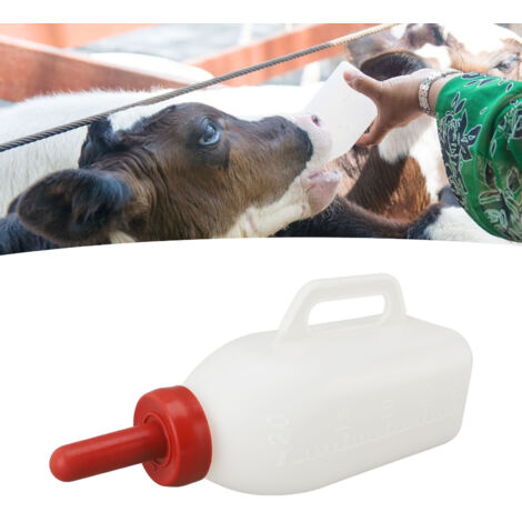 [Kälberflasche] Lämmerflasche [2L] Verdickte, auslaufsichere Flasche mit weichem Silikonsauger und Griff für Weidehaltung, vertikaler Milchbehälter