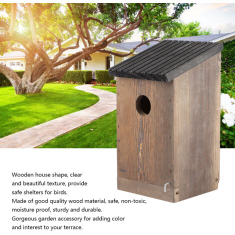 [Vogelhaus] Hängendes Haus aus Paulowniaholz, 12 x 12 x 23,5 cm, natürliches Habitat, Gartendekoration (1/5)