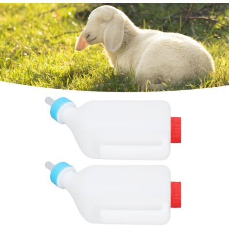 [Tierflasche] + [Multifunktional] + [Auslaufsicher] + Für Schaf-, Ziegen- und Kälbermilch, 2 Stück mit Deckel (1/5)