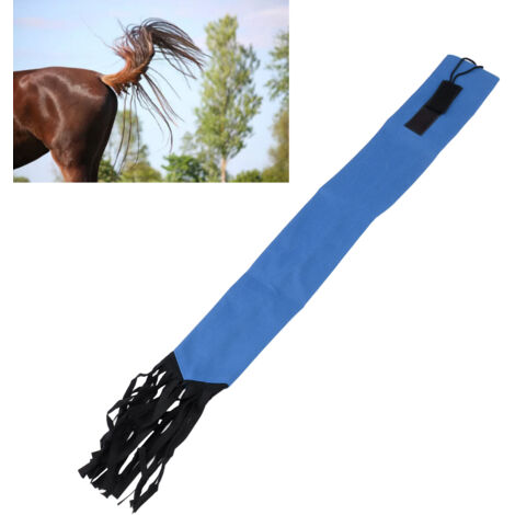 [Schweifschutz] Schützende Schweiftasche aus Vliesstoff mit Fransen und Klettverschluss, blau (1/5)