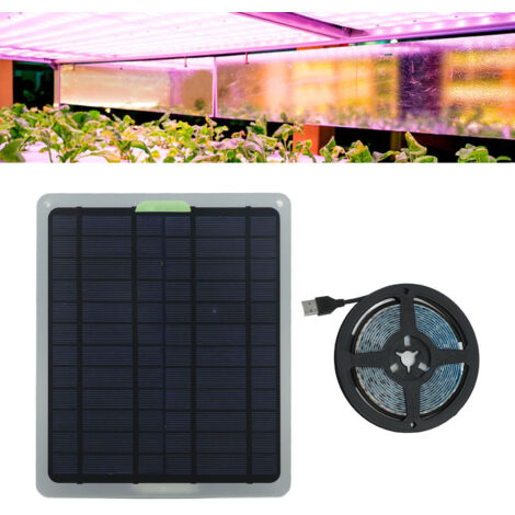 Solarpanel-LED-Streifen [LED-Pflanzenleuchte] 20 W IP65 3 m langes Anzuchtset mit Batteriefach für Gewächshäuser