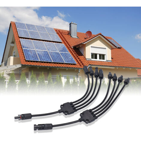 4-fach Solar-Verlängerungskabel mit Parallelstecker und IP67 - Y-Adapter, Material Kupfer/Kunststoff, 100 cm Länge für Solarmodule