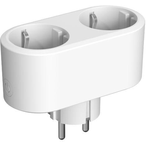 Intelligente Doppelsteckdose mit WLAN/Zigbee/BLEmesh-Unterstützung, 16 A, Multiprotokoll-Steuerung, Fernbedienung, Timer, Abschaltspeicher und Sprachsteuerung für Haushaltsgeräte, weiß, flammhemmendes