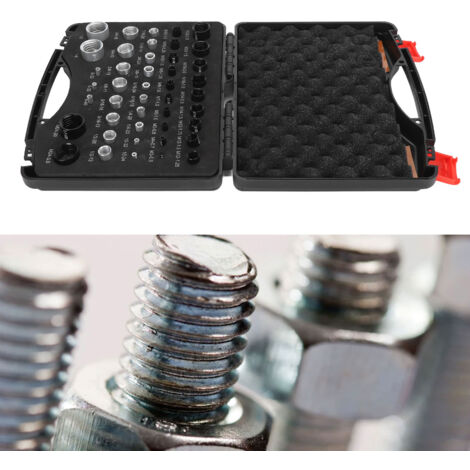 44-teiliges Gewindemessset für Muttern und Schrauben, metrisch und zöllig, Aluminiumlegierung, hochpräzises Identifikationswerkzeug mit Aufbewahrungskoffer (1/5)