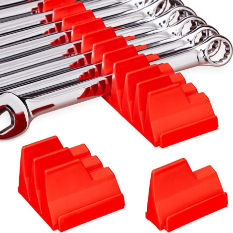 [Schraubenschlüssel-Organizer] Multifunktionaler, modularer Aufbewahrungsorganizer für Schraubenschlüsselsätze und verstellbare Schraubenschlüssel, platzsparender Kunststoffhalter, rote Farbe (1/5)