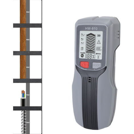 Hochpräziser Multifunktions-Balkensucher mit LCD-Display für Sanitär- und Elektroinstallationen, graues ABS-Gehäuse, 163 g, 6,6 x 3,4 x 16,7 cm