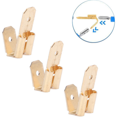 Produktbild von 50 Steckverbinder Mit Gabelspitze – 90° Abgewinkelt, 4,8 & 6,3 Mm, Verzinntes Kupfer, Für Schalter, Quad, Roller, Boot