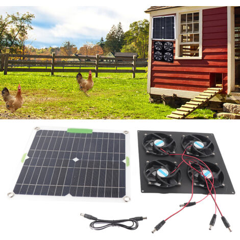 Solar-Ventilator-Set – Monokristalliner ABS-Ventilator, 100 W, 20 V, 230 mm, mit 4 Auslässen, wasserdicht, für Gewächshäuser, Garagen und Tierhandlungen