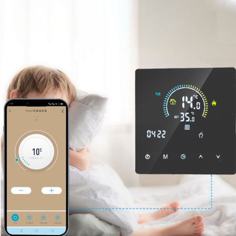 Intelligenter Thermostat für Wasser-/Elektroheizung – Programmierbar per Touchscreen – Kompatibel mit der Tuya-App – 90–240 V – ABS – NTC-Sensor – WLAN-Fernsteuerung (1/5)