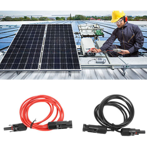 12AWG 2,5mm² Solarmodul-Verlängerungskabel - 2m Rot & Schwarz Set mit männlichen und weiblichen ABS-Steckern