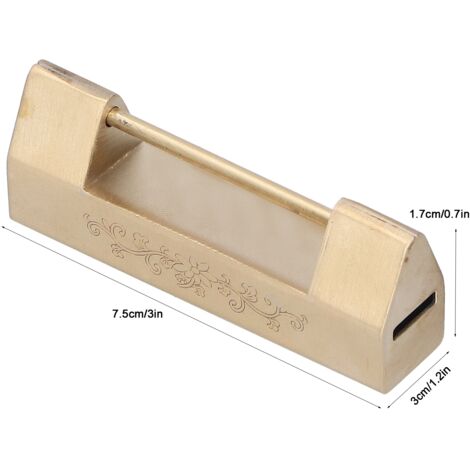 Vintage Mini-Vorhängeschloss für Schmuckkästchen mit Gravur – Material: Kupfer – 7,5 x 3 x 1,7 cm – inklusive Schlüssel (1/5)