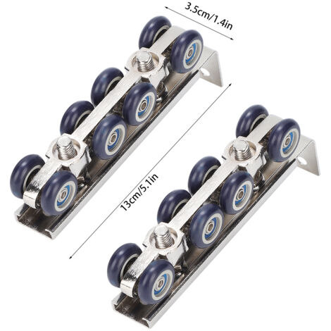 8-Rollen-Schiebetürrolle - Robustes Lagersystem aus Zink und Walzstahl für Schiebetüren im Wohnbereich (13 x 3,5 x 2,2 cm)