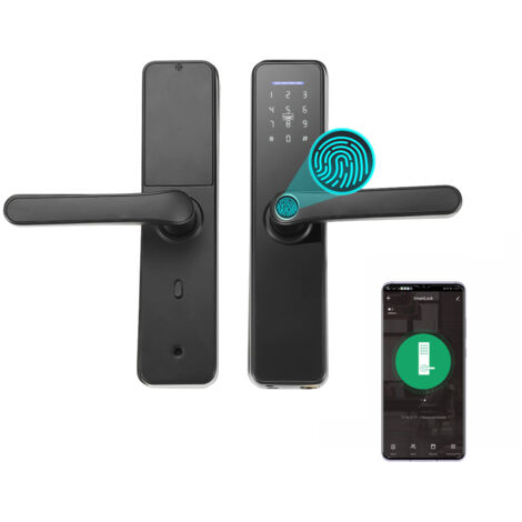 [Smart Lock] WAFU WF-007 Elektronisches Touchscreen-Innentürschloss mit alphanumerischem Code, Fingerabdruck, Karte und mechanischem Schlüssel, Rahmen aus Aluminiumlegierung, für rechte/linke Türen, S (1/5)