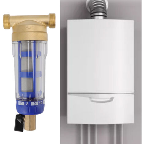 Rotierender Sedimentvorfilter für ganze Häuser – Raffinierte Ausführung aus entzinkungsbeständigem Kupfer mit einer Filterfeinheit von 40–60 µm, inklusive Installationsset (1/5)