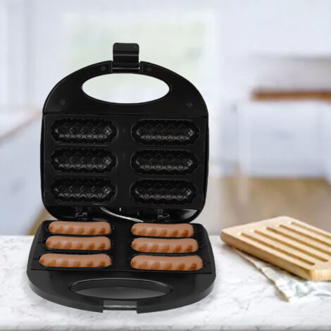 [Corn-Dog-Maker] [Maschine] [MFZ-6] [Automatische Anti-Rutsch-Funktion] 750-W-Hotdog- und Waffeleisen, Schnellaufheizung, Kapazität für 6 Corn Dogs, automatische Temperaturregelung, 220 V, EU-Stecker, (1/5)