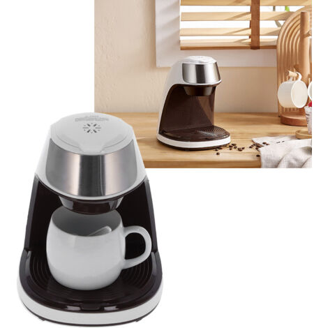 Automatische Mini-Kaffeemaschine für eine Tasse (250 ml) mit Mehrzweck-Extraktion und wiederverwendbarem PP-, Edelstahl- und Keramikfilter