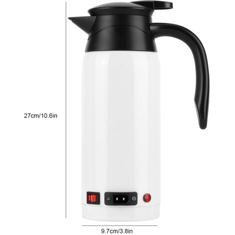 Elektrischer Wasserkocher – 800 ml, tragbarer Autowasserkocher mit 12-V-/24-V-Stecker – Edelstahl 304 + ABS – Weiß oder Beige (1/5)