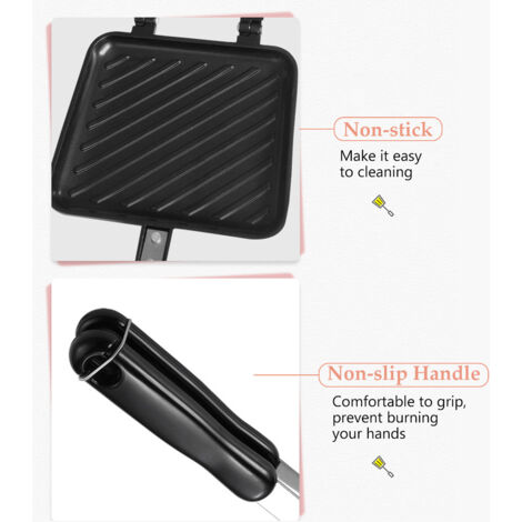 [SANDWICHMAKER] [Antihaft-Sandwichmaker mit isoliertem Griff] Sandwichmaker [Grill-Panini-Maker][SANDWICHMAKER] [Sandwichmaker aus schwarzer Aluminiumlegierung] Sandwichmaker [Sandwichmaker mit Toastf (1/5)