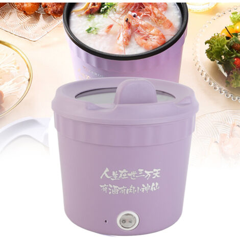 Multifunktionale Mini-Elektro-Kasserolle, 1,2 l, antihaftbeschichtet, 450 W, mit Sicherheitsschutz, für Ramen, Suppen, Eier, Pasta, lila, 110 V, US-Stecker