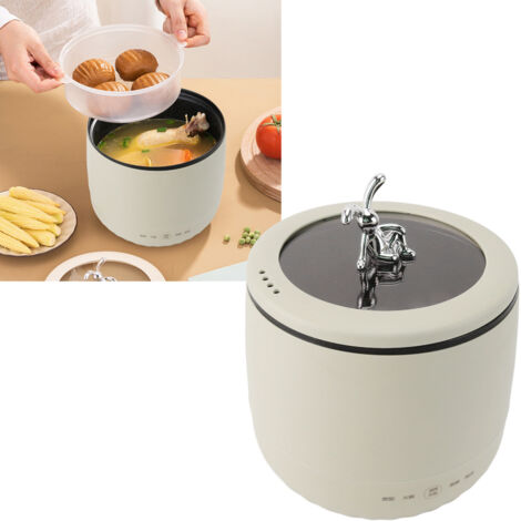 Multifunktionaler Mini-Kocher 450W - 1,8L Mini-Elektro-Auflaufform für Reisen, Büro, Schlafzimmer, Pasta, Suppe, Eintopf