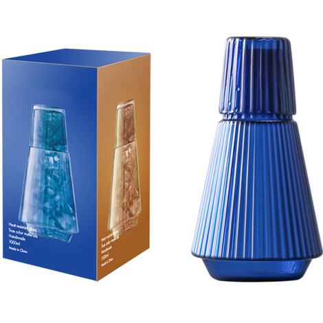 Nachtkaraffe aus hitzebeständigem blauem Glas, 1000 ml + 150 ml Glas, für Zuhause, Bett und als Geschenk (1/5)