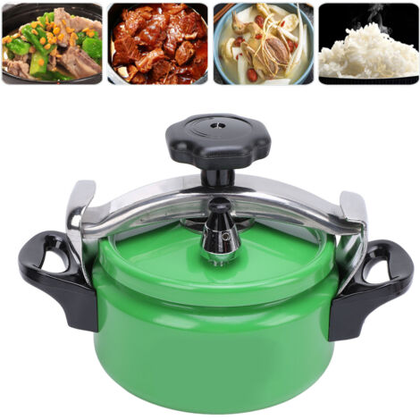 Großer grüner Schnellkochtopf aus Aluminiumlegierung mit 3 Litern Fassungsvermögen und doppeltem Boden für Gasherde, leicht zu öffnen und zu schließen [Kochen] [Einkochen] [Dampfgaren] (1/5)
