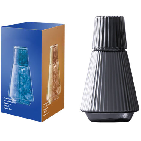 Schwarze Wasserkaraffe mit Glas – Hitzebeständiges Glas, 1000 ml – Wasserkrug und 150-ml-Becher – 2-teiliges Set für Zuhause (1/5)
