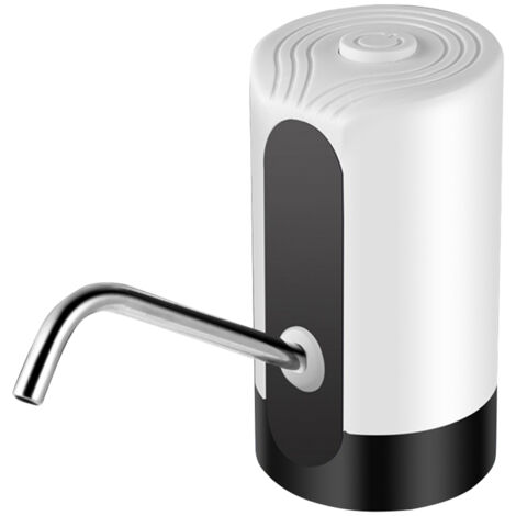[USB-wiederaufladbare elektrische Wasserpumpe] für Gallonenflaschen mit lebensmittelechtem Silikonschlauch und Auslass aus Edelstahl 304, automatisch, kompakt, tragbar, in schwarzem oder weißem ABS. (1/5)