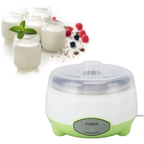 Kompakter Joghurtbereiter aus Edelstahl für selbstgemachten Joghurt (DIY), grün, 15 W, EU-Stecker, 220 V