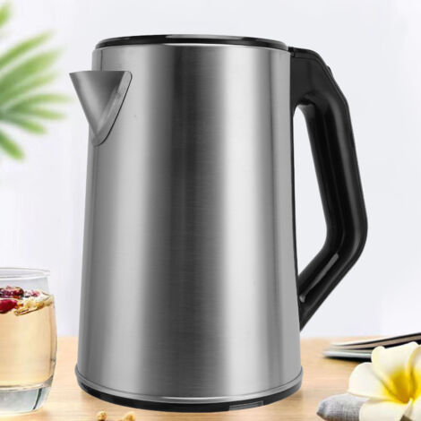 2-Liter-Wasserkocher aus Edelstahl, doppelwandig, 1000 W, mit automatischer Abschaltfunktion und langem Kabel