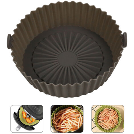 Doublier Wiederverwendbarer Silikon-Heißluftfritteusentopf 16,5 cm/6,5 Zoll - Leicht zu reinigender Silikontopf - Ersatz für Backpapier - Blau/Gelb/Grau/Schwarz/Rot (1 Stück) (1/5)