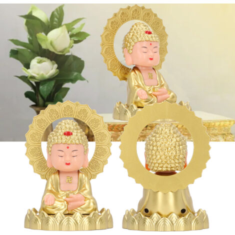 Solar-Buddha-Statue von Maitreya, Solar-Maitreya-Buddha-Autoornament mit gewölbtem Kopf, Dekoration für Reichtum und Glück, 12 cm, 129 g