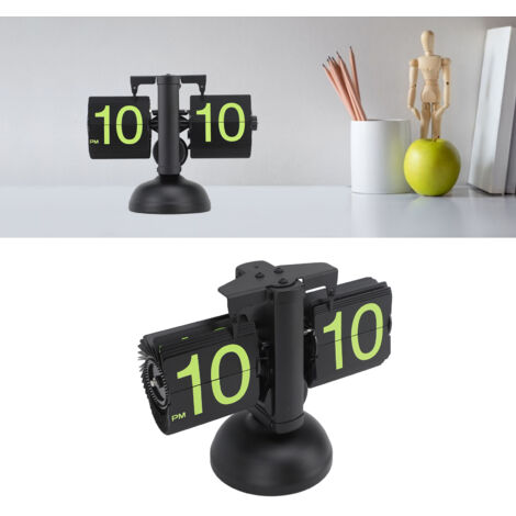 Mechanische Vintage-Klappuhr, schwarzes Gehäuse, Edelstahl 304, 12-Stunden-Digitalanzeige, batteriebetrieben, europäisches Design für Wohnzimmer, Büro und Zuhause (1/5)