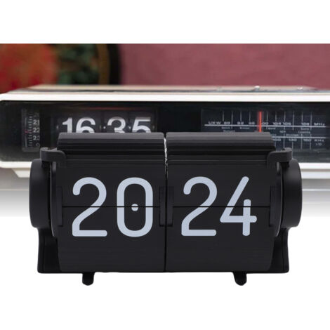 Klappbare Tischuhr, mechanische Klappuhr mit USB-Anschluss, Wecker und Kalender, selbstwechselnde PVC-Klappuhr, Abmessungen 11 x 6 x 6 cm / 4,3 x 2,4 x 2,4 Zoll (1/5)