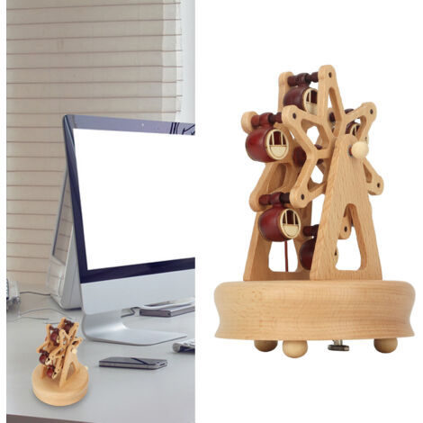 Musikalische Spieluhr aus Holz – Ferrishandcraft-Radmodell – Musikalische Geschenkbox für Weihnachten, Valentinstag, Geburtstag – Ferrishandcraft-Radmodell mit Drehmechanismus, Buchenholz – Maße: 11 x (1/5)