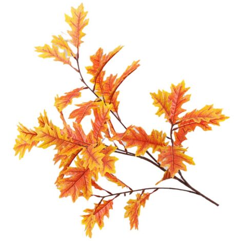 Künstliche Eichenblätter aus Seide – flexible Drahtzweige – natürliche orangefarbene Dekoration für Blumenarrangements und Wohnaccessoires (1/5)