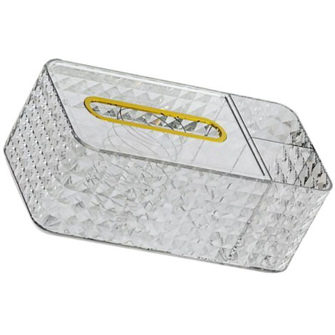 Papieraufbewahrungsbox mit Rautenmuster und Seitenfächern, transparent weiß, rechteckiges Modell 240 mm – 89 x 120 x 240 mm, Kunststoff (1/5)
