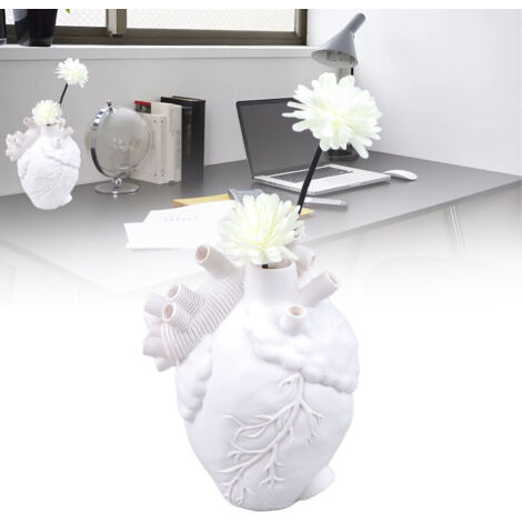 Anatomische Herzvase aus weißem Kunstharz, dekorative anatomische Vase für Blumen, elegante Dekoration für Tisch und Wohnzimmer