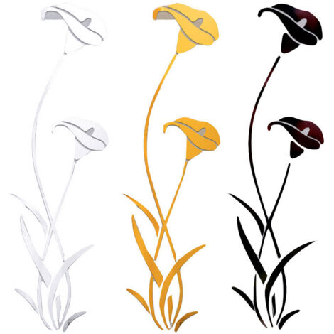 [Wandaufkleber] Blumen-Spiegel-PVC-Wanddekoration, 29 x 14 cm, modernes Design, einfache Anbringung