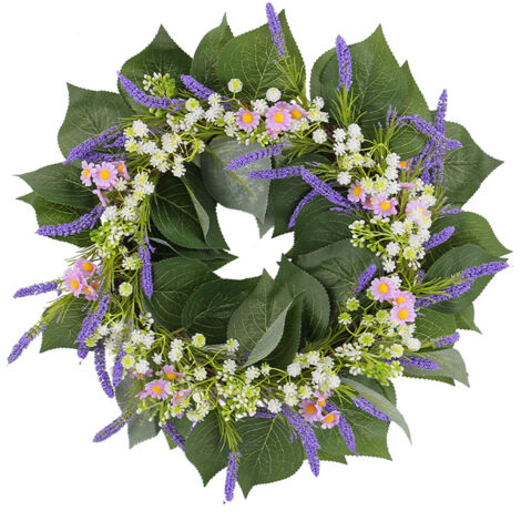 Künstlicher Frühlingsblumenkranz mit Trockenzweigen – Dekoration für Hochzeiten im Freien, Foto-Requisite, Grün und Weiß, 40 cm (1/5)
