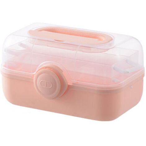 Transparente, mehrstufige Aufbewahrungsbox mit Sicherheitsverschluss und stabilem Standfuß – 180°-Öffnung – Mehrfarbig (Grün/Rosa/Weiß) – 1 Stück (1/5)