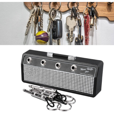 Multifunktionaler, wandmontierter Schlüsselhalter aus Kunststoff für Gitarrenverstärker mit 4 Schlüsselanhängern und Montagesatz (1/5)