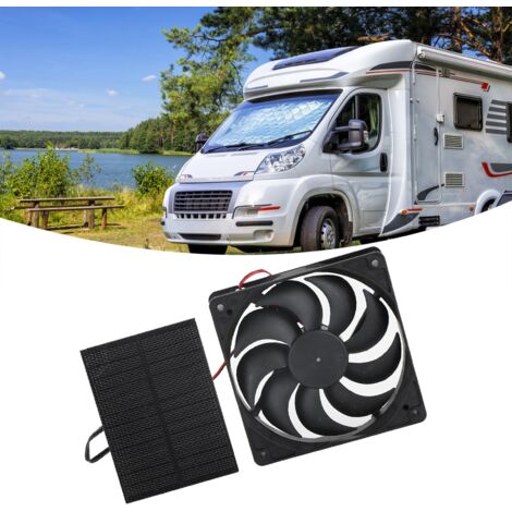 Solar-Ventilator-Set, 3 W, ABS-Abluftventilator mit Schutzgitter für Haus, Schuppen, Hühnerstall – Abmessungen: 12 x 12 x 2,5 cm, Solarpanel: 11 x 8 cm, 1 Ventilator & 1 Panel (1/5)