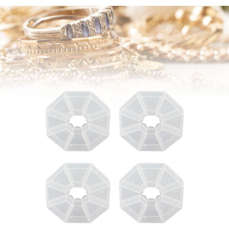 Transparente Aufbewahrungsbox aus Kunststoff mit 8 Fächern für Schmuck, Medikamente, Angelzubehör – Tragbarer Organizer mit stapelbaren Trennwänden, Maße 9,8 x 2,2 cm, 4er-Set (1/5)