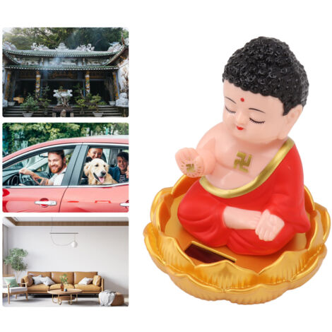[Buddha-Statue] + [Ornamente] + [Solar-Auto-Nod] + [Heim- und Autodekoration] Solarbetriebene Buddha-Statue aus Kunststoff mit Lichtsensor, ideal als Geschenk für Büro und Auto.